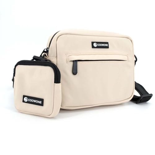 COOWONE wasserdichte Leckerlitasche für Hunde, Leckerlitasche für Hundetraining, integrierter Kotbeutelspender, verstellbare Umhängetasche (Beige) von COOWONE