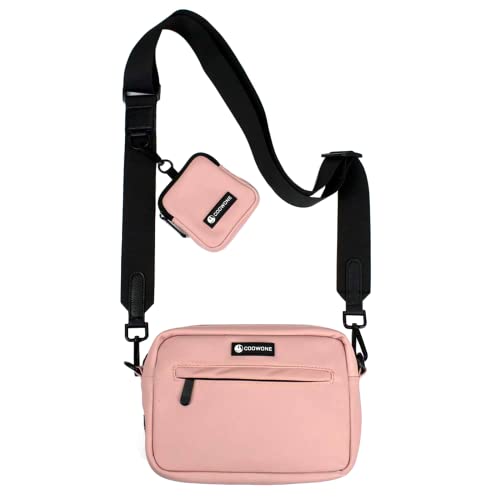 wasserdichte Leckerlibeutel für Hunde, Dog Walking Bag, integrierter Kotbeutelspender, verstellbare Umhängetasche (Pink) von COOWONE