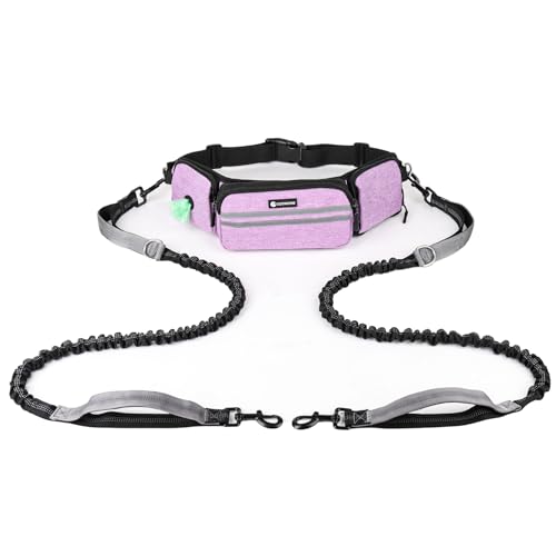 Hundeleine mit freihändiger Gürteltasche für große, mittelgroße und kleine Hunde, strapazierfähig, reflektierend, für Hundetraining, nächtliche Spaziergänge, Laufen, Joggen, Wandern von COOWONE