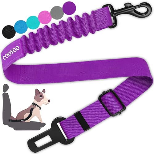 COOYOO Hunde-Sicherheitsgurt, einziehbares Hunde-Autogeschirr, Sicherheitsgurt für Auto, verstellbar, Nylon, Haustier-Sicherheitsgurte, strapazierfähig und elastischer Bungee-Puffer von COOYOO