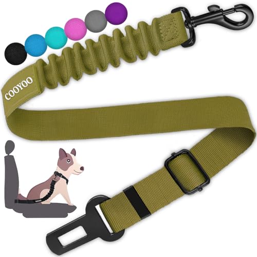 COOYOO Hunde-Sicherheitsgurt, einziehbares Hunde-Autogeschirr, Sicherheitsgurt für Auto, verstellbar, Nylon, Haustier-Sicherheitsgurte, strapazierfähig und elastischer Bungee-Puffer von COOYOO