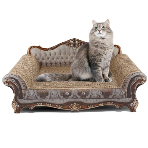 COOZMENT Sofa-förmige Kratzcouch, dicker Katzenkratzkarton, Katzen-Lounge-Bett für den Innenbereich, Katzensofa Kratzunterlage (L x B x H): 58 x 31 x 27 cm von COOZMENT