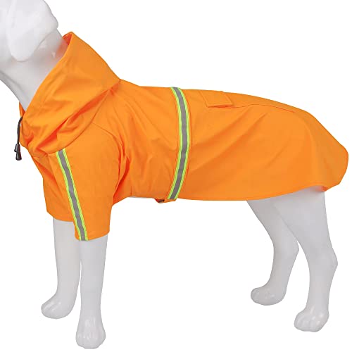 CORGIOLOGY | HT-668 | Regen Mantel Jacke für All Hunde, wasserdichte Regenmantel, Reflektierende Hund Regen Kleidung für alle Hunde geEignet, 4 Farben verfügbar (3XL, ORANGE) von CORGIOLOGY