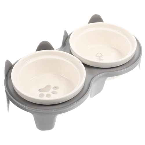 1 Satz Doppelschüssel aus Keramik für Katzen Boden katzennapf Futternapf pet Bowl katzenspielzeug katzenminze Hundenäpfe Haustier wiederverwendbarer Hundenapf bequemer Fressnapf CORHAD von CORHAD