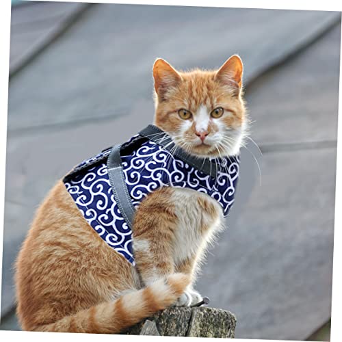 CORHAD 1 Satz Katze Laufseil Katzenweste kleines hundegeschirr Haustier Geschirr Pulli für Katzen cat Sweater cat Leash Robustes Brustgurtgeschirr für Katzen Katzenweste Zugseil Netz Blue von CORHAD