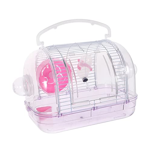 CORHAD 1Stk Hamsterkäfig Hamstertrage mit Wasserflasche Rennmaus Spielkäfig Hamster-Reisekäfig meerschweinchen käfig Hamster-Villa-Basiskäfig Aufbewahrungsbehälter für Hamster Eisen Rosa von CORHAD