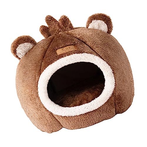 CORHAD 1Stk Haustierbett Katzenbett Katzenhütte Hundeschlafnest weiches Katzenkuschelbett Hundehütte pet Bed haustierfeldbett Heimtierbedarf halbgeschlossenes Katzennest Tuch Brown von CORHAD