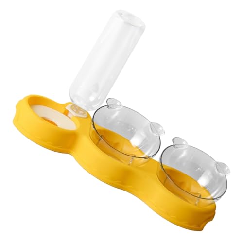 CORHAD 1stk Automatische Wasserzufuhr Hamster-wasserflasche Doppelte Fressnapf Wasserflasche Für Hamster Automatische Hundetränke Erhöhter Haustiernapf Katzenwasserbrunnen Yellow Plastik von CORHAD