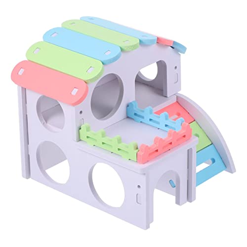 CORHAD 1stk Hamsterhaus Hamsterspielzeug Kleintierverstecke Mini-Hasen Mini-hamsterkäfig-Spielzeug Haustier-schlafbett Mini-Spielzeug Kleines Tier Meerschweinchenhaus Colorful Hölzern von CORHAD