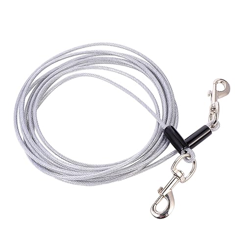 CORHAD Outdoor Hund Seil 5mm Stahl Draht Traktion Leine 5m Länge Haustier Training Hund Kette Silber von CORHAD