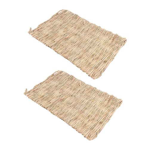 CORHAD 2er-Pack Strohmatten Für Haustiere Weiche Matte Für Hamster Rennmäuse Meerschweinchen Strohgewebtes Nestbett Natürliche Hamster-hängematte Beige von CORHAD