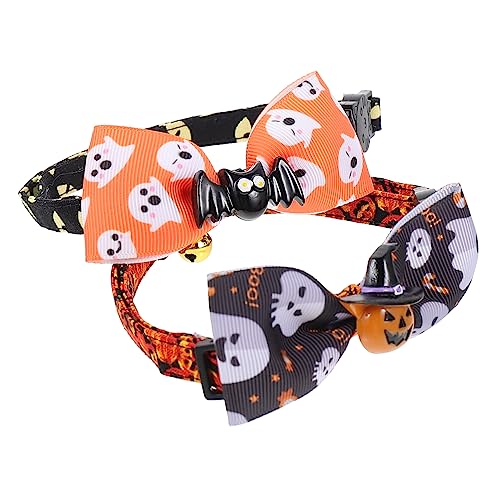 CORHAD 2st Haustierhalsband Kürbis Hundehalsband Halloween-haustierbekleidung Gruseliges Katzenhalsband Abbrechbares Katzenhalsband Kätzchen-Kragen Halloween-Haustier-halsketten Polyester von CORHAD