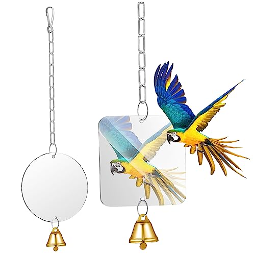 CORHAD 2st Vogelspiegel Mit Glocke 2tlg Spiegel Im Papageienkäfig Vogelglockenspielzeug Spiegelspielzeug Für Papagei Zubehör Für Sittichkäfige Hängender Papagei Als Vogel Sittiche Acryl von CORHAD