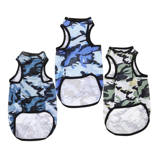 CORHAD 3st Haustierweste Hundeweste Welpenweste Hemd Für Hund Haustier-Camouflage-Shirt Hunde-Sommershirt Camo-Shirt Strandkleidung Für Hunde Atmungsaktive Kleidung Für Welpen Polyester von CORHAD