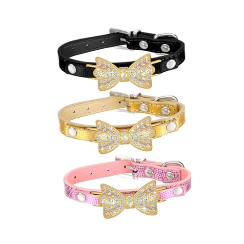 CORHAD 3st Hundehalsband Zartes Haustierhalsband Kleines Welpenhalsband Halskette Mit Katzenband -Halskette Charm-Kragen Bowknot-haustierhalsband Haustier-Kragen-Fliege Hundefliege Pu von CORHAD