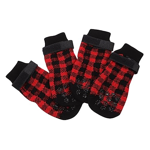 CORHAD 4 Stück Haustier socken Warme Hundesocken mit Weihnachtsmotiv Socken für Booties socken für hundepfoten Dog Socks sockenschuhe Kratzfeste Socken für Haustiere warme Haustiersocken von CORHAD