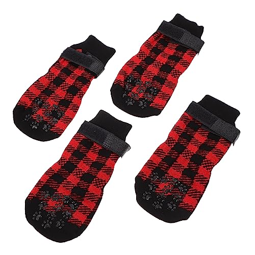 CORHAD 4 Stück Haustier socken wasserdichte hundestiefel rutschfeste Hundesocken Dog Socks Hunde Socke sockenschuhe Haustiere Schuhwaren für Hunde rutschfeste warme Schuhe Reine Baumwolle von CORHAD