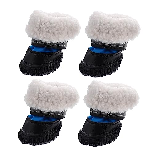 CORHAD 4 Stück Hundeschuhe Pfotenschutzstiefel Stiefel Für Hunde Schuhe Mit Katzenfüßen Chihuahua-Schuhe Für Hunde Zahnreinigungstücher Für Hunde Socken Turnschuhe Leder Mikrofaser Blue von CORHAD