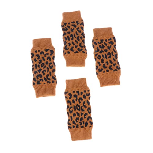 CORHAD 4 Stück Hundesocken Für Winter Anti Schmutz Beinschutz Für Haustierhunde Größe L Leopard Design rutschfeste Socken Für Optimalen Halt Und Schutz Der Pfoten von CORHAD