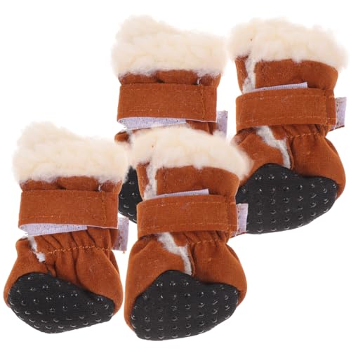 CORHAD 4 Stück Schneestiefel für Haustiere Regenstiefel für Hunde Hundestiefel für den Winter Winterschuhe für Hunde pet paw Anti-Rutsch-Pfotenpolster für Hunde Schneestiefel für Katzen von CORHAD