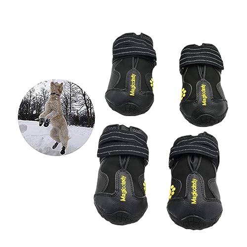 CORHAD 4 Stück Winter Haustier Hundewelpe Lässige Anti Rutsch Schneestiefel Warme Hundeschuhe Für Outdoor Aktivitäten Größe 2 Schwarz Ideal Für Kalte Wintertage von CORHAD