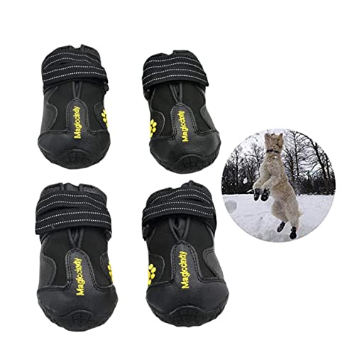 CORHAD 4er Set Winter Hundeschuhe Für Hunde wasserdichte Anti Rutsch Stiefel Größe 8 Warme Pfotenschutz Schuhe Für Outdoor Aktivitäten Und Winterspaß von CORHAD