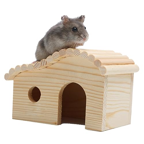 CORHAD Holzhaus Für Hamster Bewegliches Spielhaus Für Kleintiere Nistplatz Für Hamster Und äuse Ideal Für Den Käfig Natürliches Material Gemütlicher Rückzugsort Für Haustiere von CORHAD