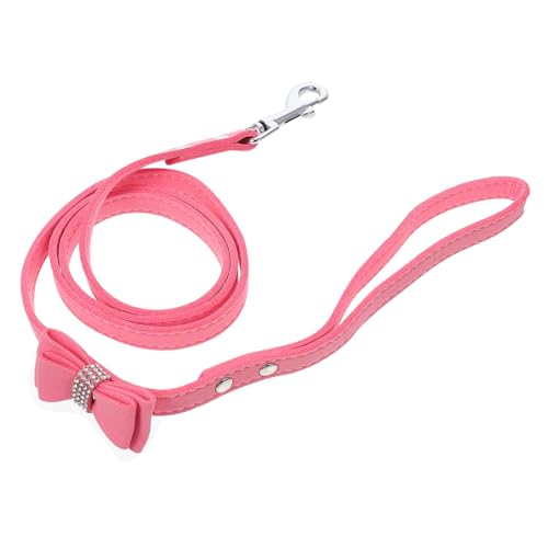 CORHAD Diamanthalsband Für Haustiere Laufleine Für Haustiere Abschleppseil Welpenleine Trainingsleine Hund Gehleine Katzengeschirr Mit Schleife Kleine Leine Mittlere Leine Mikrofaser Rosa von CORHAD