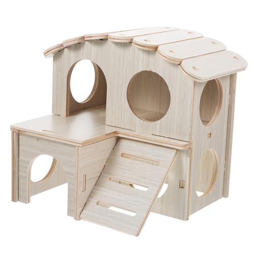 CORHAD Hamsterkäfig Hamsterhütte Holziges Spielzeug Meerschweinchenhaus Zwerghamsterhaus Hamsterversteck Hütte Kaninchenversteck Hamsternest Tiny House-Accessoires Hölzern Khaki von CORHAD