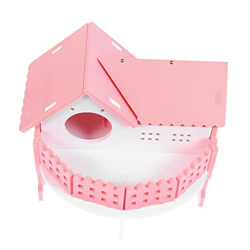 CORHAD Hamsternest Hamsterburg Hamster Bauen Lustige Hamsterhütte Hamsterkäfig Doppellagiger Hamsterstall Betthamster Versteckspielzeug Für Hamster Hüttenspielzeug Mini-Spielzeug Rosa PVC von CORHAD