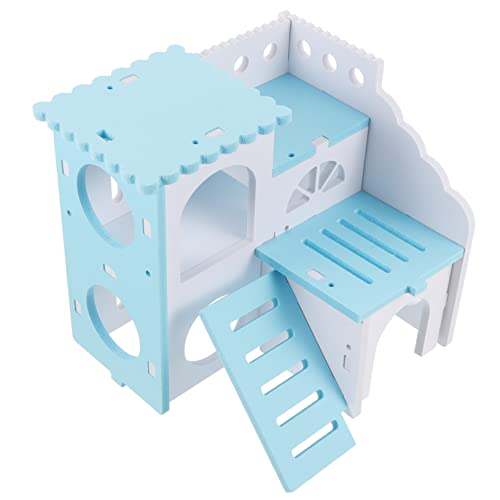 CORHAD Hamstervilla hamsterhaus Hamster Terrarium Hamsterhöhle Haustierhöhle für kleine Tiere Spielzeug für Kaninchen Hamster holzspielzeug Hamster Hütte Ökologisches Brett Blue von CORHAD