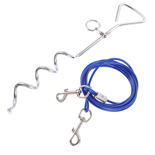 CORHAD Haustierleine Trainingsleine Robuste Hundeketten Für Draußen Hundeläufer Kabel Hundelaufleine Welpenpfahl Kettenleine Für Hunde Spiralpflock Für Hunde Leine Kette Blue Stahldraht von CORHAD