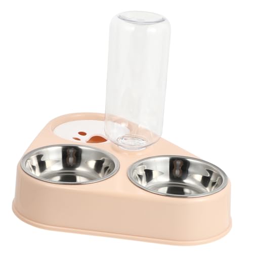 CORHAD Haustiernapf aus Edelstahl Automatischer Wassernapf Katze Hund Wasserflasche doppelt pet Feeder pet Water Bottle Wasserspender für Katzen Haustierflasche Rostfreier Stahl Rosa von CORHAD