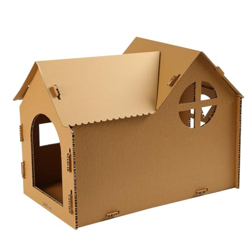 CORHAD Katzenhaus Kätzchen Spielen Wellpappe Katzenkratzer Kratzspielzeug für Katzen Katzenheim katzenhöhle katzenmöbel Kätzchen kratzt Kätzchen Kratzspielzeug Wellpapier Light Brown von CORHAD