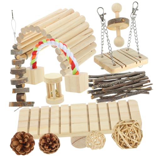 CORHAD Kreatives Hamster Kauspielzeug Set Aus Holz Wippe & Schaukelspielzeug Für Kleintiere Ideales Beschäftigungsspielzeug Für Hamster Kaninchen Und Frettchen Im Käfig von CORHAD