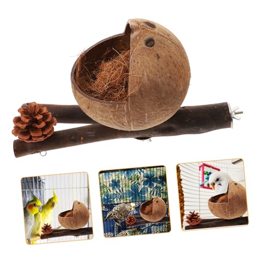 CORHAD Parrot Perch Stand Aus Naturholz Mit Kokosnussnest Für Vögel Zur Fußübung Ausruhen Langlebig Und Sicher Für Vogelkäfige Und Spielzeug CORHAD Parrot Perch Stand Aus Naturholz Mit Kokosnussnest Für Vögel Zur Fußübung Ausruhen Langlebig Und Sicher Für Vogelkäfige Und Spielzeug von CORHAD