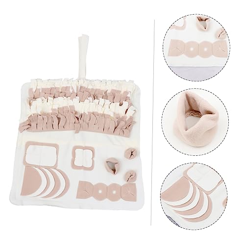 CORHAD Pet Sniffing Pad Versteckmatte Für Hundeleckereien Welpen Schnüffelmatte Trainingspad Zum Schnüffeln Von Haustieren Schnüffelmatte Für Katzen Spielzeug-Haustiere Plüsch Beige von CORHAD