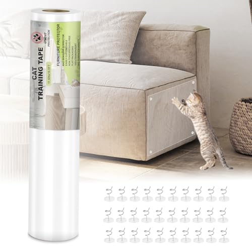 CORKAS Kratzschutz Sofa Katze, Anti Kratz Folie für Katzen, Kratzfolie Katzen Transparent, Katzen Kratzschutz für Möbel Couch Sofa Tür Wand, (30cm*5m) von CORKAS