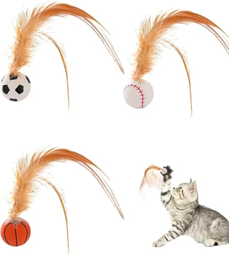 COSEN 2025 Neu Katzenspielzeug Bälle mit Feder, Cat Buncing Ball, Interaktives Katzenspielzeug Hohe Elastizität Federspielzeug für Katzen Hüpfball für Katzen Wackelball Kätzchenjagdspielzeug (3PC) von COSEN