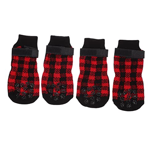 COSMEVIVI 4 Stück Haustier Socken Hundeschuhe Für Heißes Pflaster Kratzfeste Socken Für Haustiere Weihnachtshaustier Pfotenschutz Hundepfotenabdeckung Aus Baumwolle Hund Warm Reine Baumwolle von COSMEVIVI