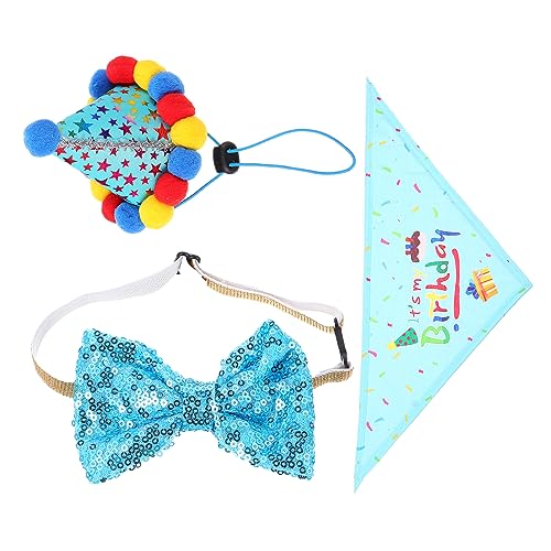 COSMEVIVI 1 Satz Dekorationszubehör Für Haustiere Hund Krawatte Halsband Haustier-geburtstagshut Hundegeburtstag Bandana Hund Haustier Halstuch Für Hunde Blue Baumwolle Polyester von COSMEVIVI