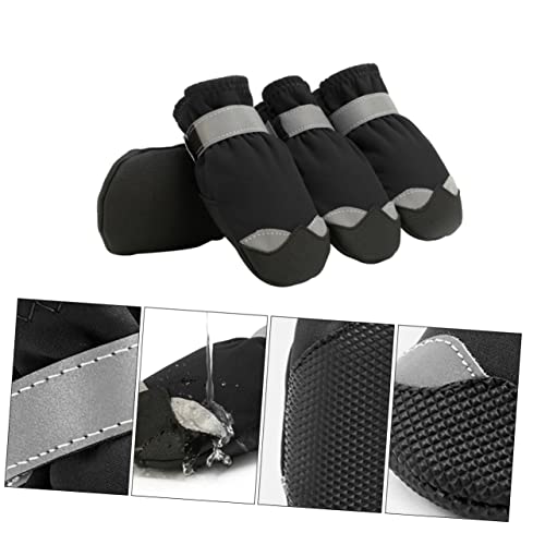 COSMEVIVI 1 Satz Haustier wasserdichte Schuhe Outdoor-Schuhe für Hunde Anti-Rutsch-Socken für Welpen hundeschuhe Paws pfotenschutz Schneehundestiefel Schneestiefel für Welpen Nylon Black von COSMEVIVI