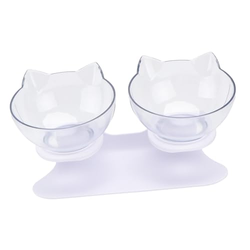 COSMEVIVI Geneigter Katzennapfständer Katzenfutter-/Wasserspender Haustierbedarf stabiles ABS-Material Sicht abnehmbares Design 15°- Doppelnapf-Set weiß von COSMEVIVI