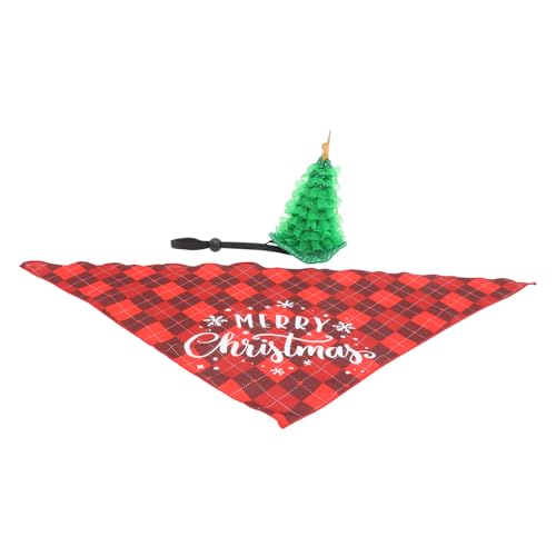 COSMEVIVI 1 Satz Hunde-Haustier-weihnachtsset Weihnachtsdeko Haustier-Bandana Haustierschal Weihnachtsfeier Haustierkostüm Haustier-weihnachtsmütze Weihnachtshundehalstuch Polyester von COSMEVIVI