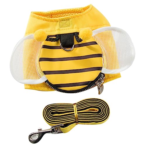 COSMEVIVI Elegant Bee Weste Hundegeschirr Haustiergeschirr Weste Haustier Hundegeschirr Set Hundeweste Geschirr Set Haustierweste Geschirr Welpen Brustgurt Hundeleine Gelb Größe L von COSMEVIVI