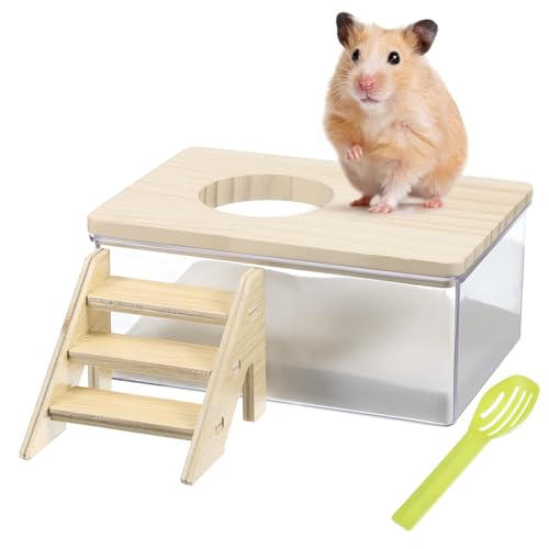 COSMEVIVI 1 Set Holz Chinchilla Badehaus Sandbad Für Hamster PVC Chinchilla Staubbad Hamster Sandbadbehälter von COSMEVIVI