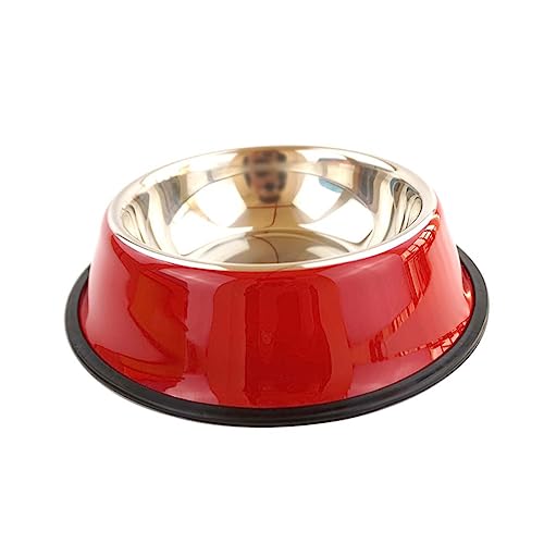 COSMEVIVI 18 cm Roter Futternapf Aus Edelstahl Für Haustiere Doppelter Futter- Und Wassernapf Für Hunde Und Katzen Heimtierbedarf – Basis von COSMEVIVI