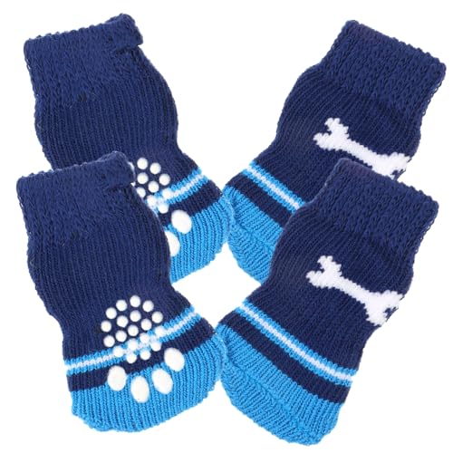 COSMEVIVI 2 Paar Haustier Socken Abriebfeste Hundesocken Austauschbare Haustiersocken Kompakte Hundesocken Haustier Hund Socken rutschfeste Welpensocken Weiche Hundesocken Navy Baumwolle von COSMEVIVI