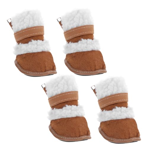 COSMEVIVI 2 Paar Schneestiefel Für Haustiere Haustier Pfote rutschfeste Haustierschuhe Outdoor-Schuhe Für Hunde Hundestiefel Hundekleidung, Hundekühlkissen Hundeschuhe Klein Brown Sherpa von COSMEVIVI