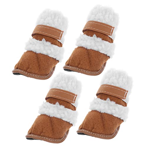 COSMEVIVI 2 Paar Schneestiefel Für Haustiere Hunde Stiefel Schuhe Für Hunde Regenstiefel Für Hunde Schneestiefel Für Kleine Hunde Welpen Warme Stiefel Wanderstiefel Für Hunde Brown Sherpa von COSMEVIVI